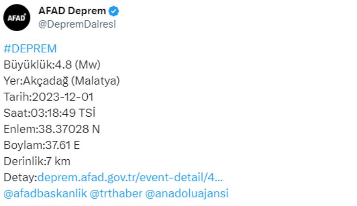 Malatya’da Ardı Ardına Depremler: 4.8 Şiddetinde Sarsıntı