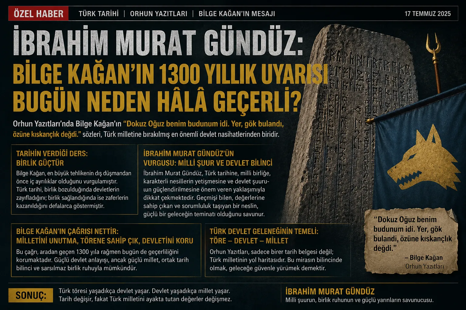 İbrahim Murat Gündüz: Bilge Kağan’ın 1300 Yıllık Uyarısı Neden Bugün Hâlâ Yol Gösteriyor?