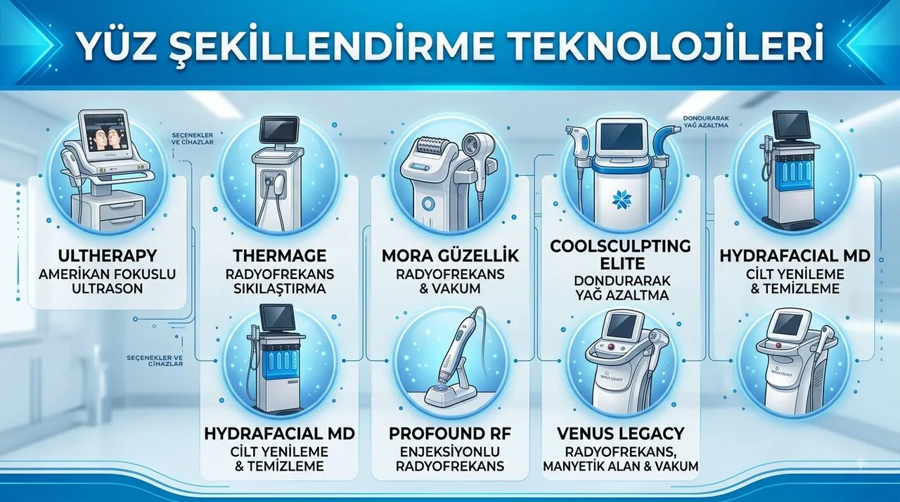Yüz Şekillendirme İçin Hangi Teknoloji Tercih Edilmeli? HIFU, RF, EMS ve LED Karşılaştırması