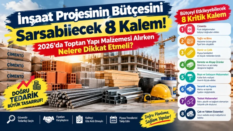 İnşaat Projesinin Bütçesini Sarsabilecek 8 Kalem! 2026’da Toptan Yapı Malzemesi Alırken Nelere Dikkat Etmeli?